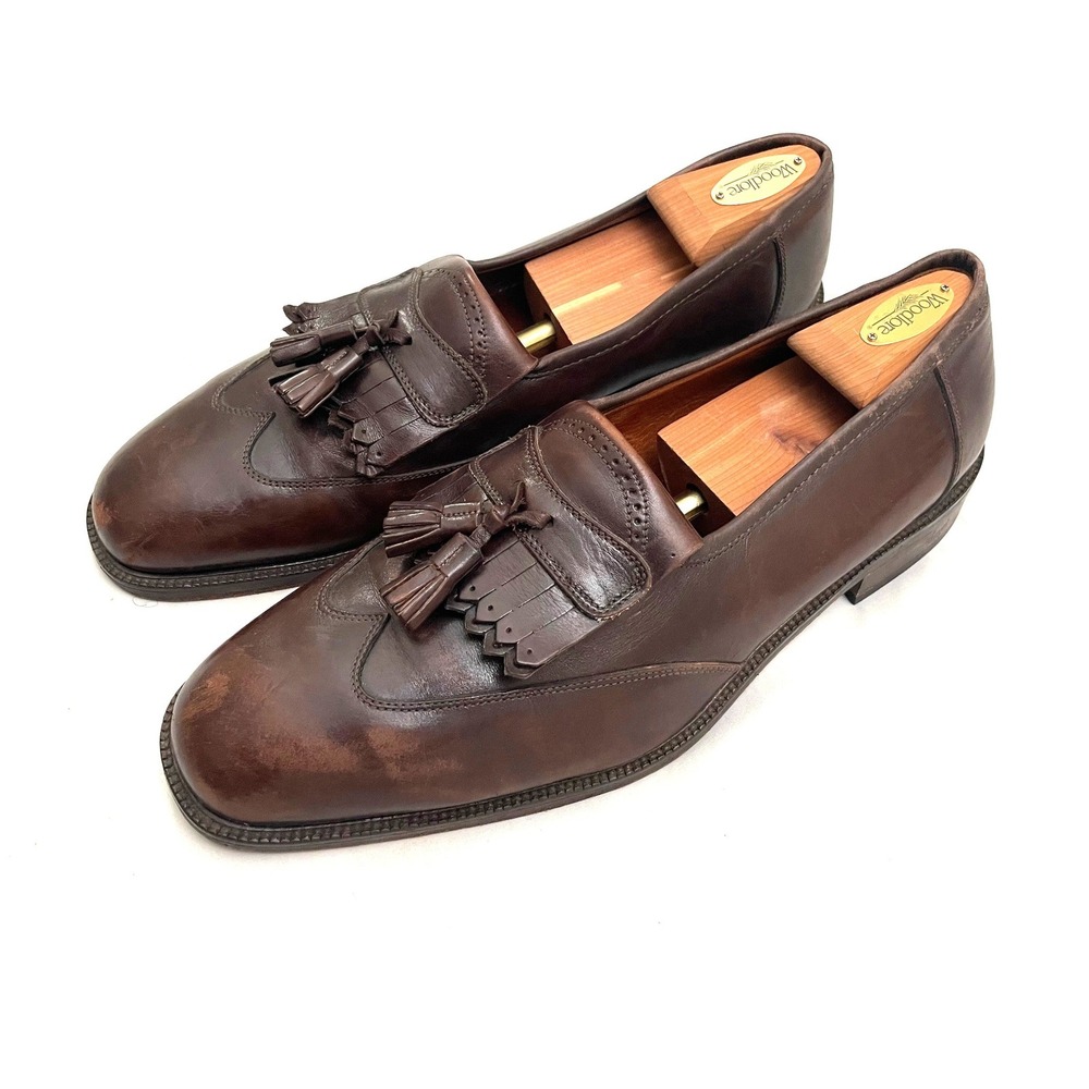 Brooks Brothers Tassel Loafers 13 Brown Leather Wingtip Kiltie Made in Italy